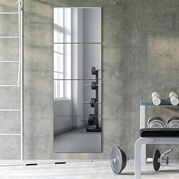 TRAHOME Wall Mirror Tiles, 16x12x4PCS Full Length Home Gym Mirror