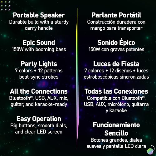 Miniatura 2 de Panasonic BMAX - Altavoz portátil Bluetooth, batería de 75 W, inalámbrico, 7 colores de luz y 12 patrones con flash y estroboscópico enchufable para