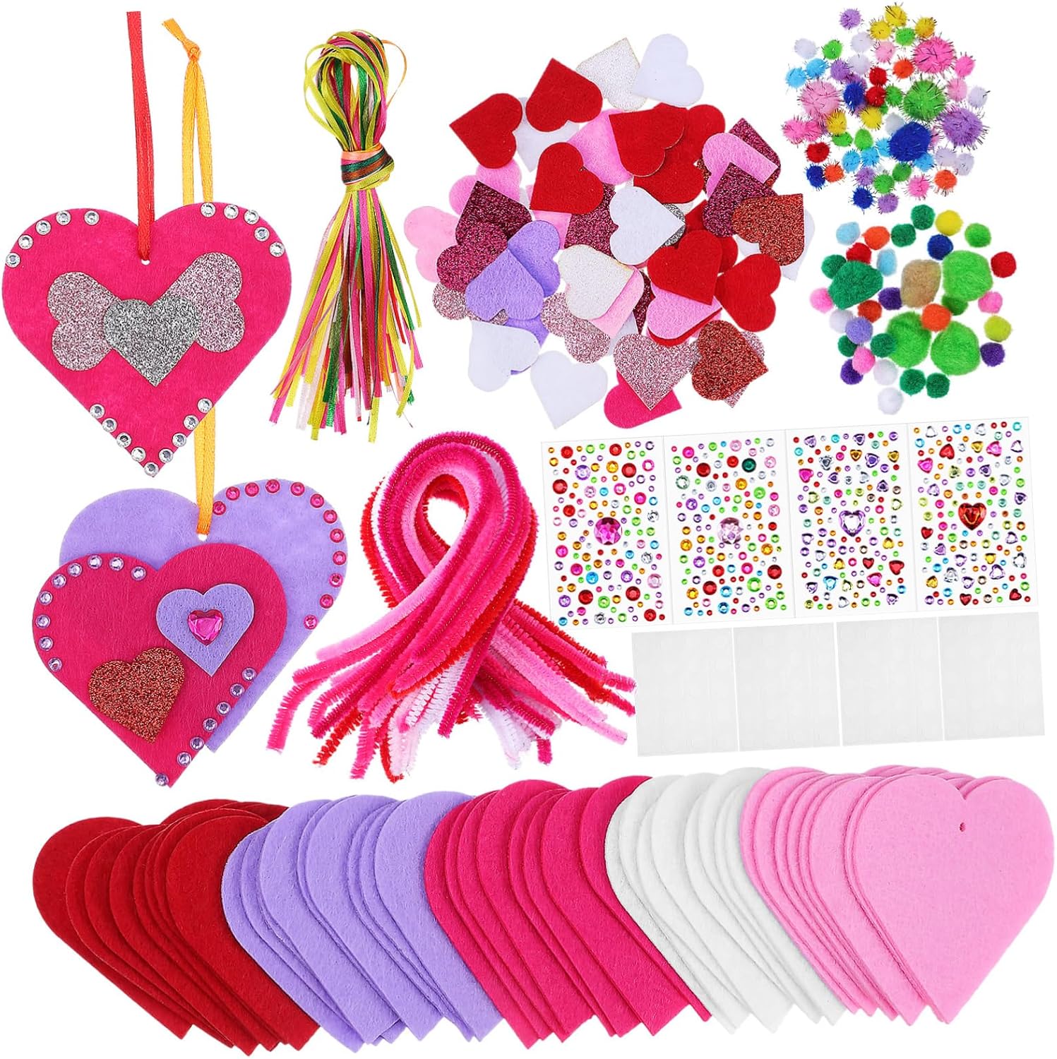 BESPORTBLE 1 Set Valentine Day Foam Heart Stickers Self Adhesive Craft Kit for DIY Projects Scrapbooking Party Decorations and Creative Activities Multi Color Heart Decals