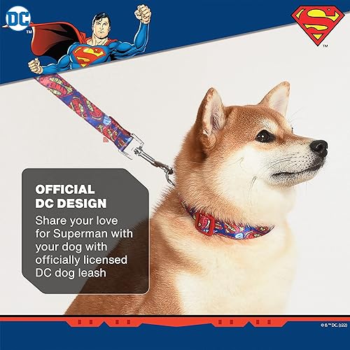 Miniatura 2 de DC Comics Superman - Correa para perro de 6 pies (72 pulgadas), bonita correa roja y azul para perro que se fija fácilmente a cualquier collar o