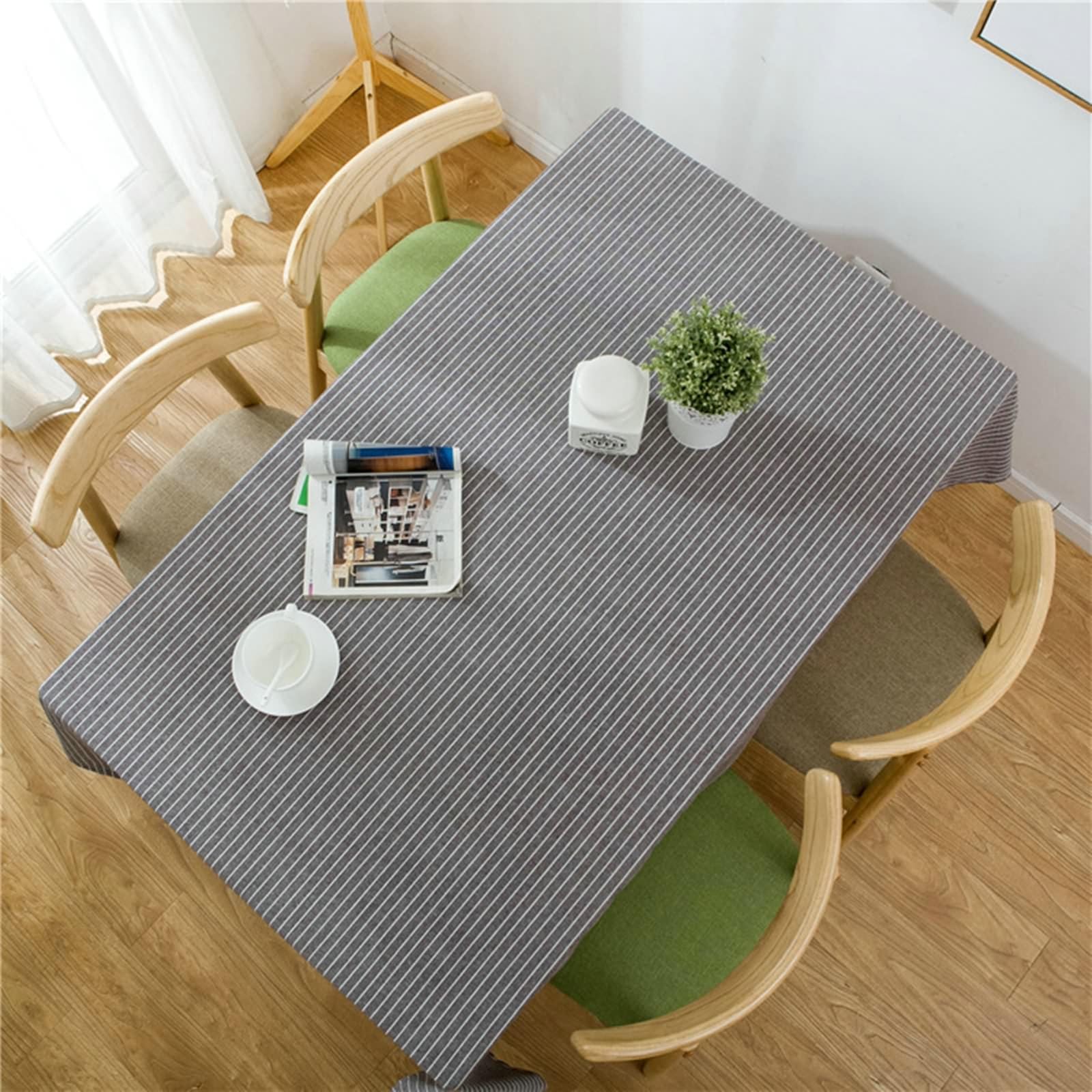 Tovaglia Decorativa Rettangolare 100x160 cm in Cotone per Cucina 2-4 posti con Motivo a Righe 40x62 Pollici (Larghezza x Lunghezza)