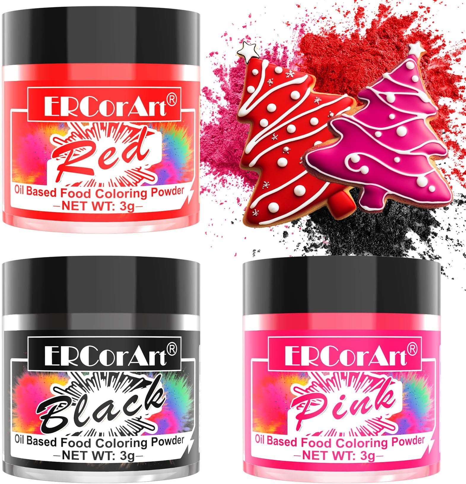 Oil Based Food Coloring Powder for Chocolate - 3 Colors Vibrant Edible Food Dye, Food Coloring Powder for Oil Based, Cake Decorating, Chocolate Melts,Candy Melts, DIY Crafts - 9 Gram