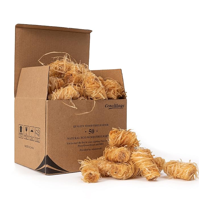 Buy CENVILLAGE Firelighters, Natural Fire Lighter Eco Wood Wool Flamers