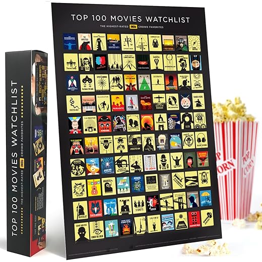 Official IMDb Top 100 Movies Scratch Off Poster | Premium Bucket List - Made in USA | 16.5x23.4 Inches | Unique Gift for Men and Women Film Lovers | Movie Night Supplies and Room Décor