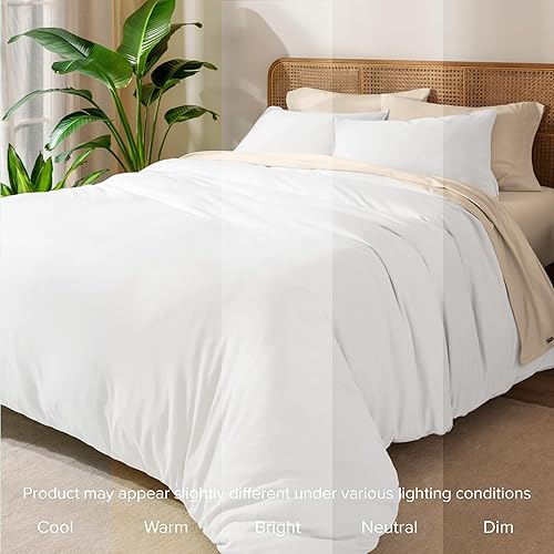 Miniatura 8 de Bare Home Juego de funda de edredón 100% algodón orgánico, tamaño matrimonialqueen, ultrasuave, 100% algodón, 3 piezas, lazos en las esquinas,