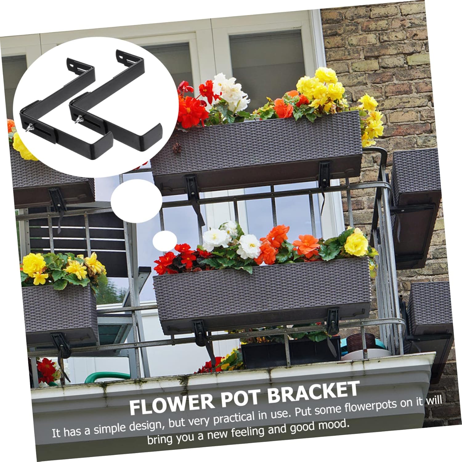 Adjustable Iron Flowerpot Rack for Balcony Hanging Plant Pot Holder with Hooks for Indoor and Outdoor Use Suitable for Succulents and Flowers