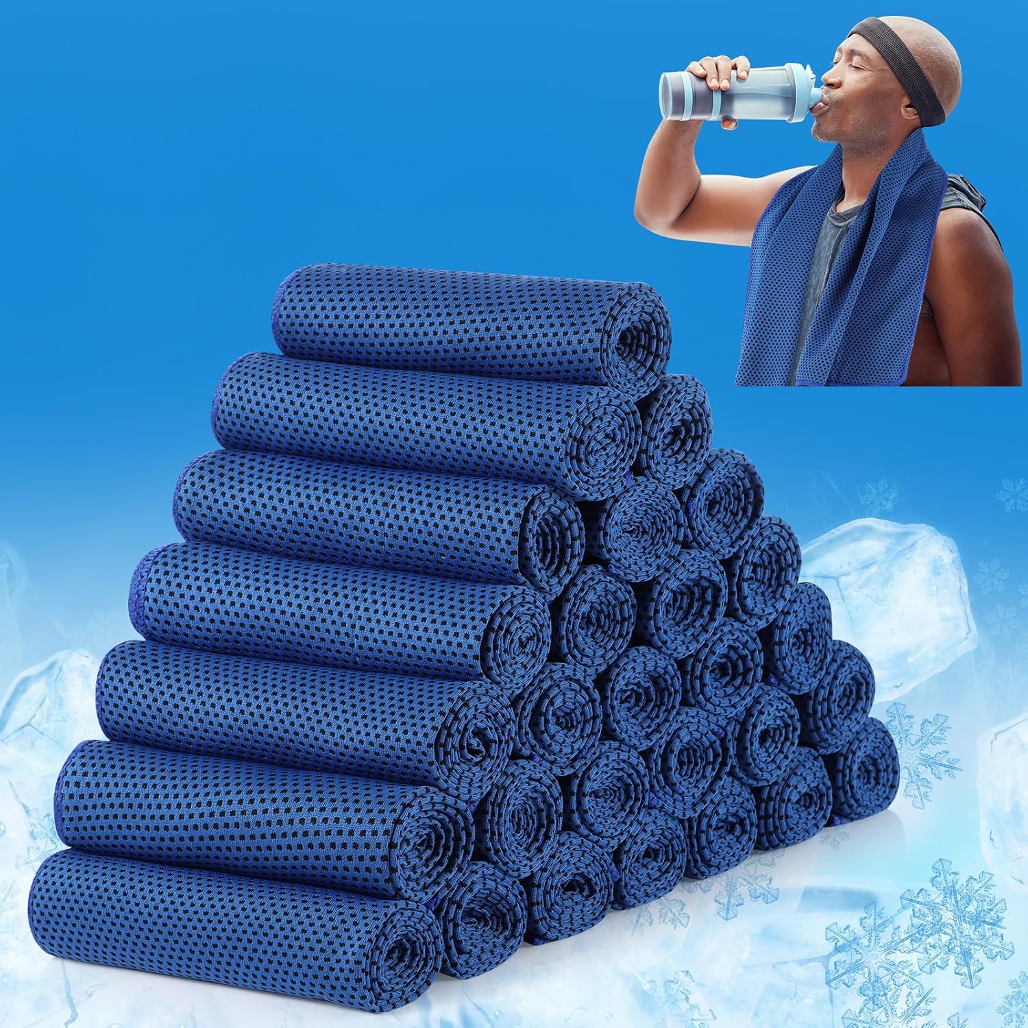 Redbaker 100 Pcs Cooling Towels Bulk 30 x 11 Inch Ice Towel