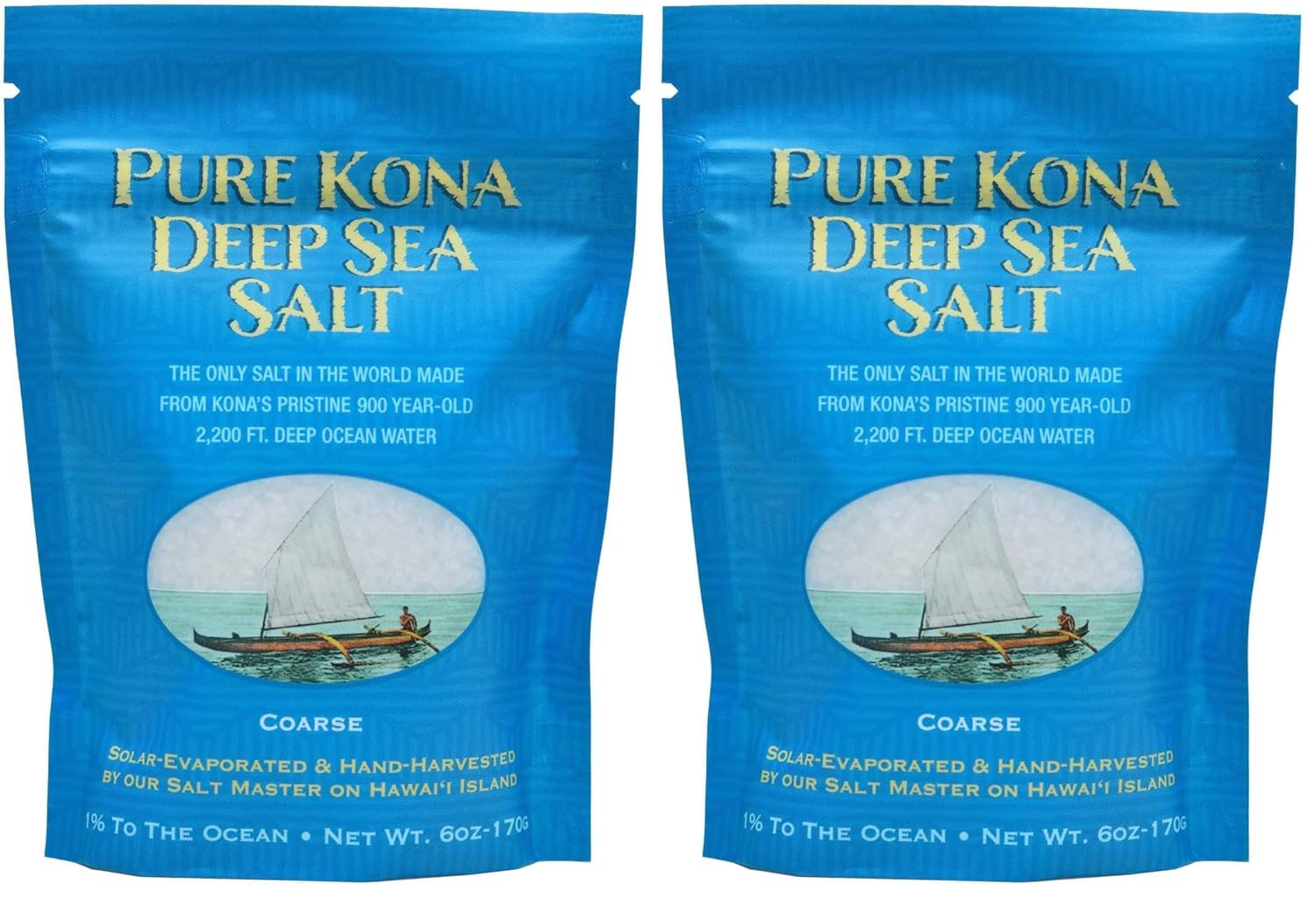 Pure Kona Deep Sea Salt Coarse/Grinder Refill 6oz. Bag - Pure and Premium – 100% Hawaiian Kona Deep Sea Salt (Pack of 2)