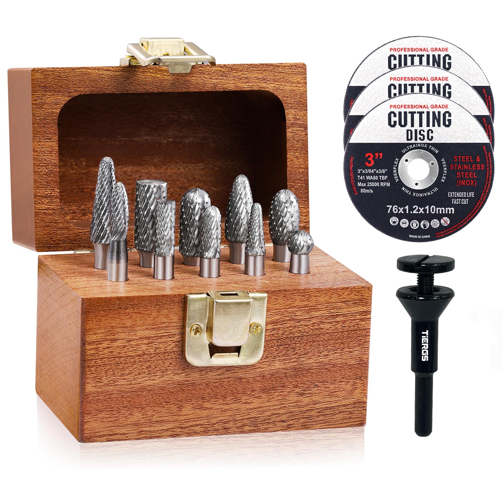 Sponsored Ad - TiERGS Tungsten Carbide Burr Set, 1/4" Shank, 10Pcs Die Grinder Bits, Compatible with DeWalt & Milwaukee Die Grinders, with Mandrel and Cut-Off Wheels