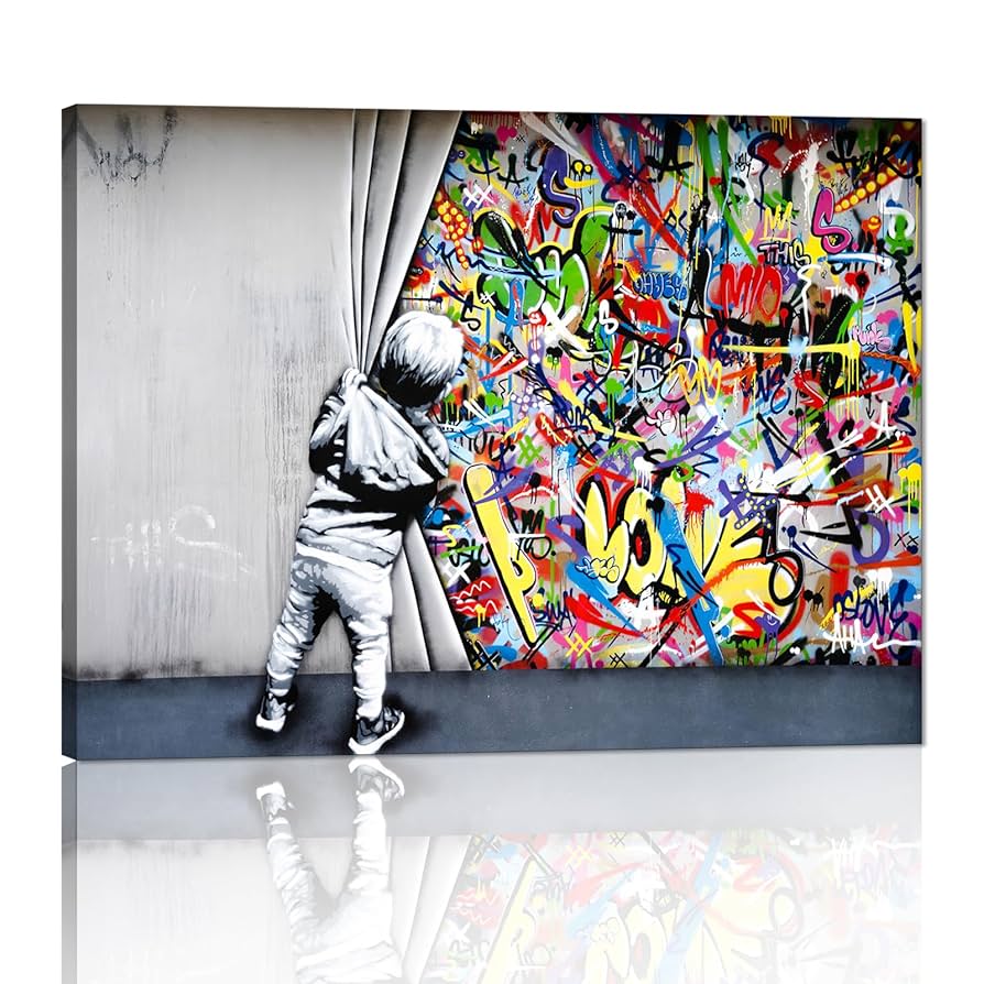 Amazon.com: Banksy Graffiti Wall Art Behind The Curtain