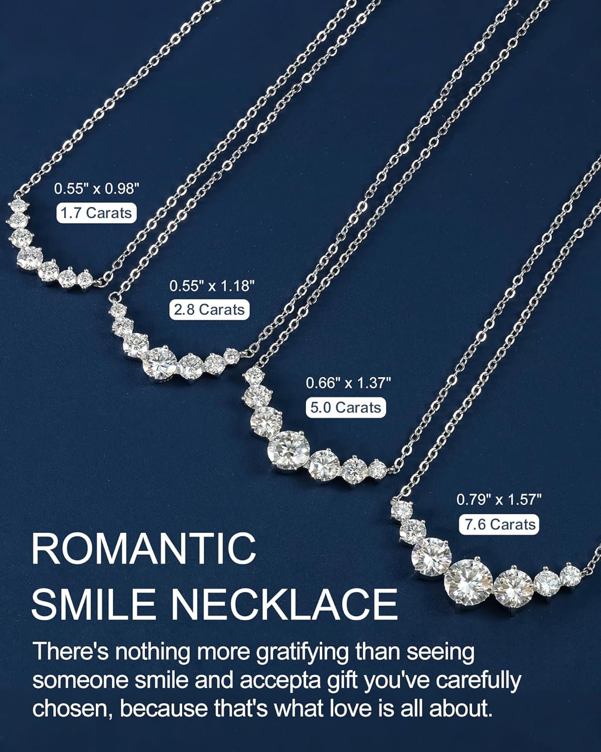 Moissanite Necklace for Women, 1.7-7.6 Carat Heart Necklace Engraved 'I LOVE YOU' Gift for Wife, Wedding Anniversary Birthday Gifts for Women, Jewelry Gifts for Her Wife Mom Girlfriend Lady - Image 4