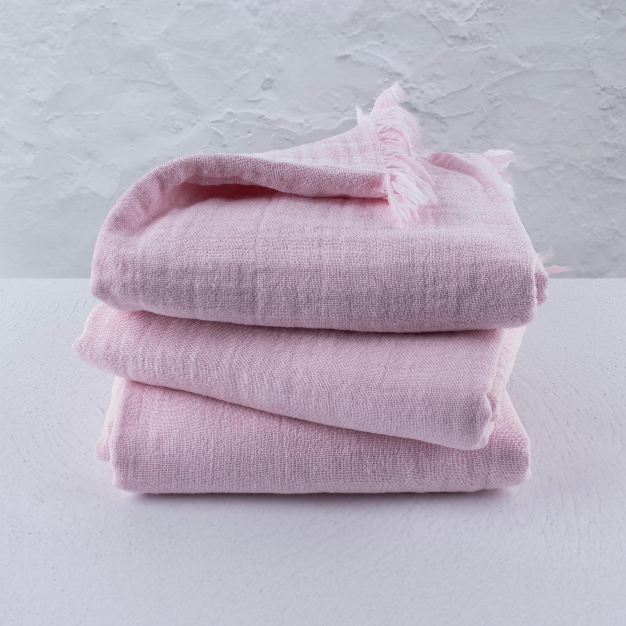 PÜSKÜL - Premium 100% Turkish Cotton Muslin Towel Extra Large 35x70 Oversize | Soft, Quick-Dry, Light, Sand-Free, Versatile Turkish Bath & Beach Towels (Pack of 3, Light Pink)