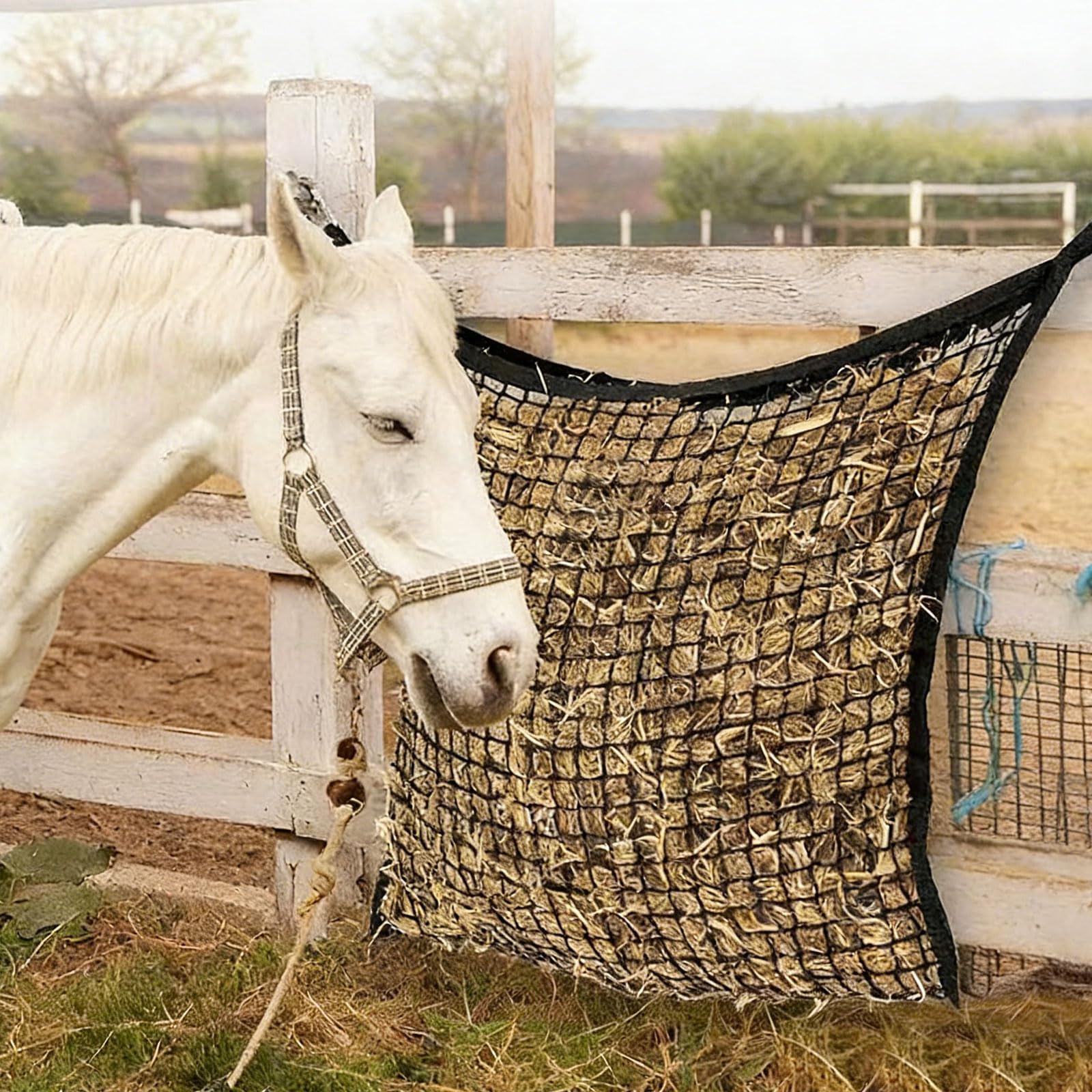 2 bolsas de alimentación para heno de alimentación lenta, para caballos, accesorios de alimentación para caballos, para cabras, ovejas, 156 x 100 cm