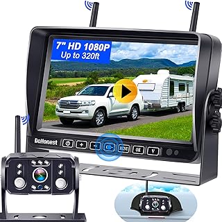 RV Backup Camera Wireless Easy Hookup: Plug and Play for Furrion Pre-Wired Mount Recording 4 Channel 7'' Touch Key Monitor HD 1080P Trailer Truck Camper Fifth Wheel Rear View Camera DoHonest S19