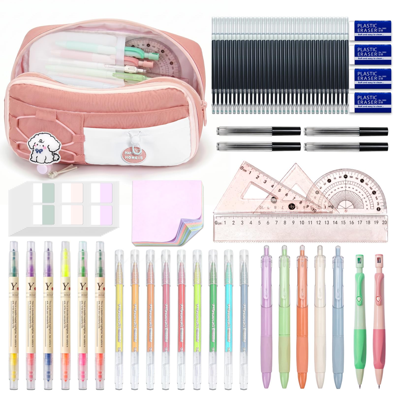 67 Pcs Aesthetic Stationery Supplies with Pencil Case, Back to School