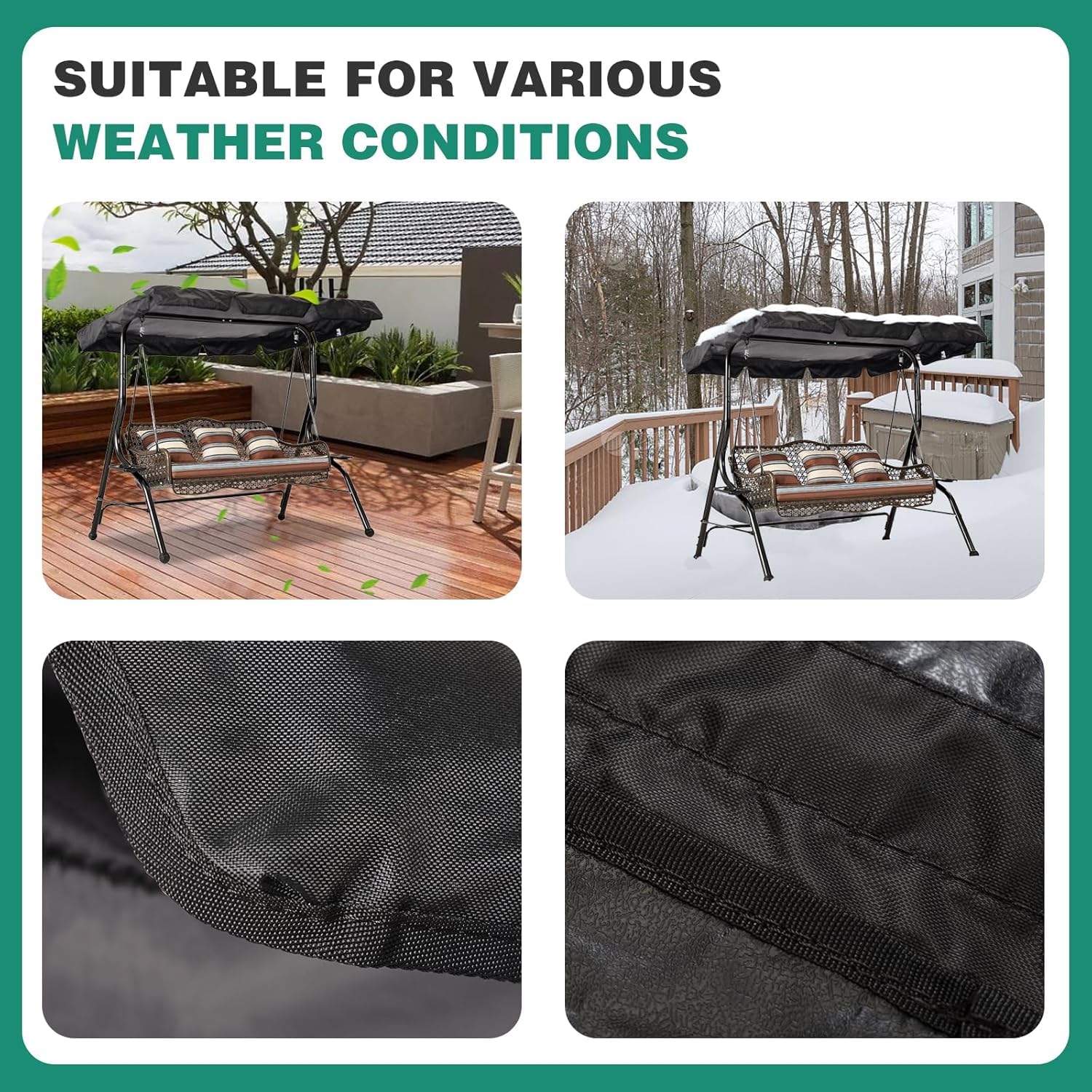 Tetto di Ricambio per Altalena da Giardino Tettuccio per Dondolo 2 3 Posti,Universale Impermeabile Anti-UV Sostituzione del Tettuccio Oscillante per Cortile Parco Balcone,75" Wx42 D