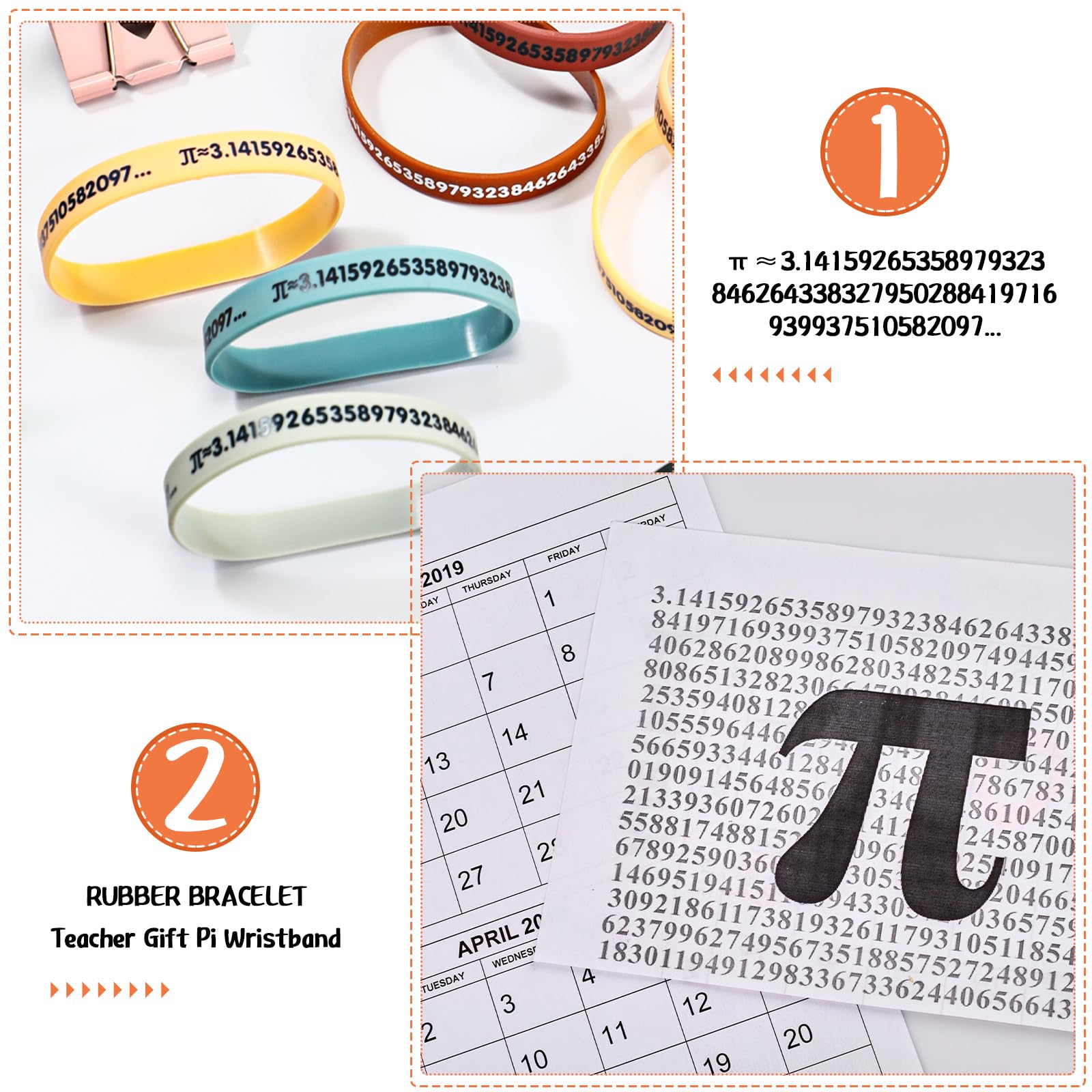 Snapklik.com : Roowest 36 Pcs Math Gifts Teacher Bracelet Pi Day ...