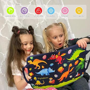 LearnToy Montessori Busy Board for Toddlers 3-5 Years, Preschool Learning & Travel Toy, Fine Motor Skills Educational Sensory Development Board for Kids