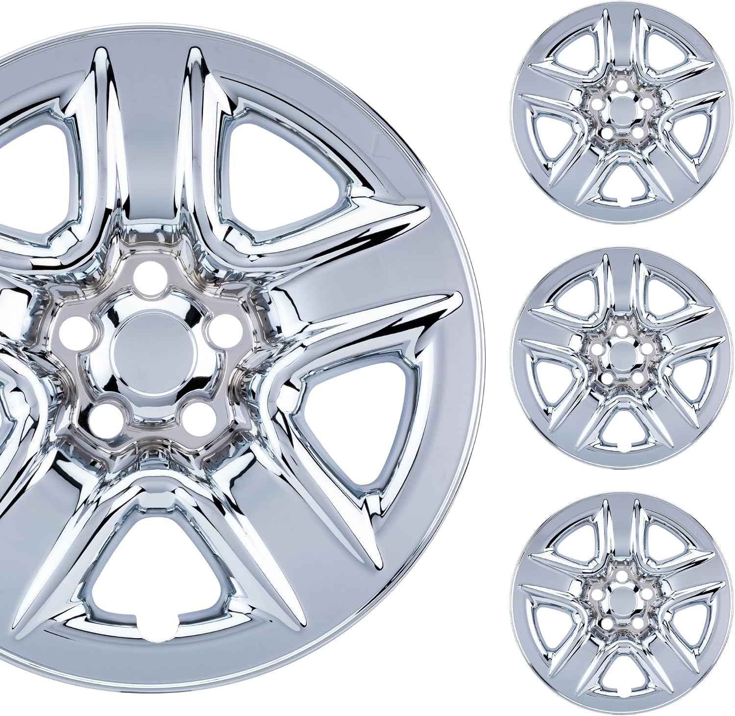 PACRIM 17" Chrome Wheel Skin Set Made for Toyota RAV4 (2006-2012) | Durable ABS Plastic Cover Hubcap | Fits Directly Over OEM Wheel
