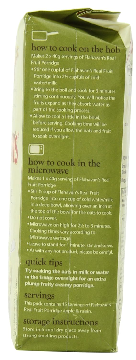 FLAHAVAN'S Real Fruit Porridge with Apples & Raisins, Whole Grain Oats, 21.16-Ounce Bags (Pack of 4)