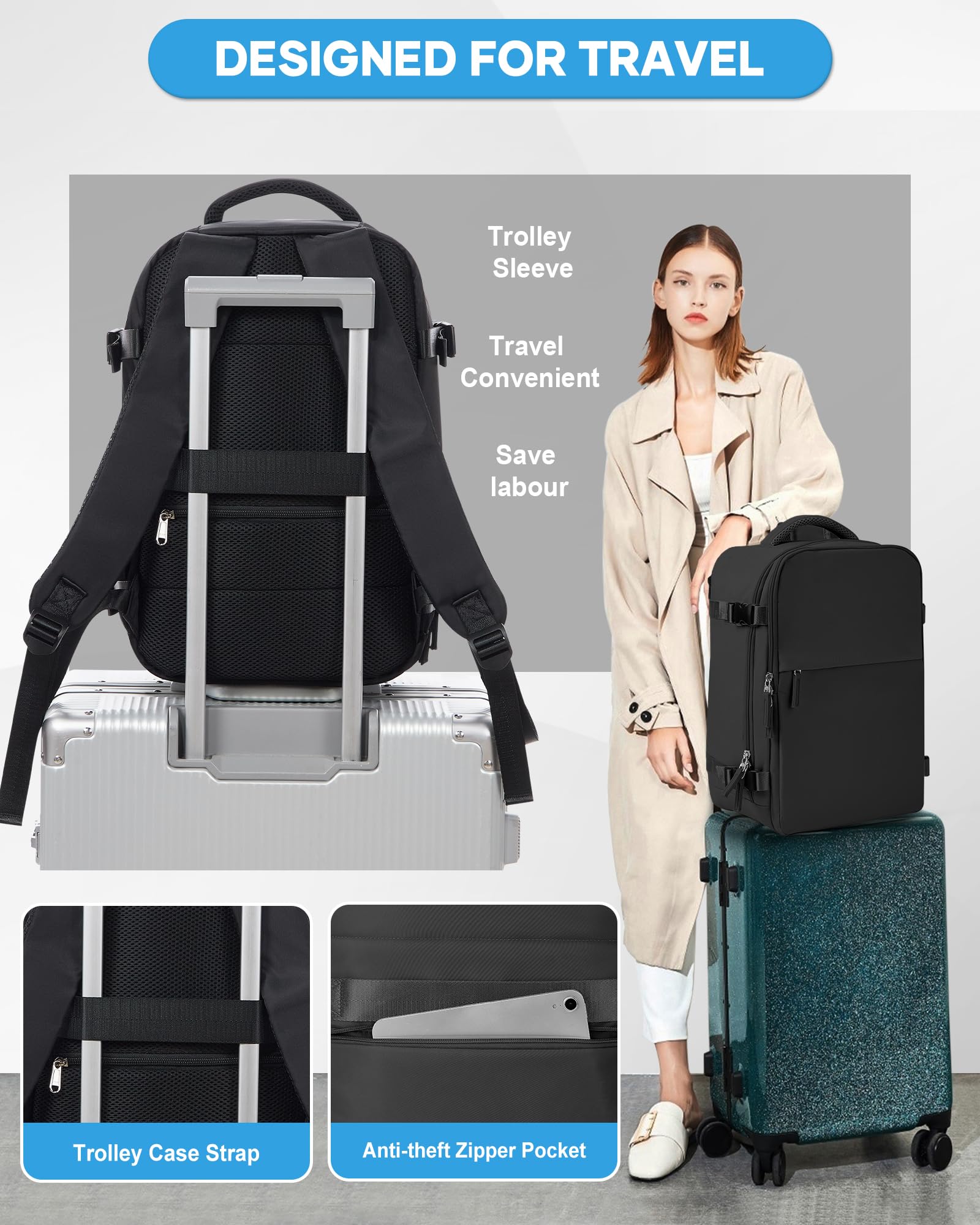 SZLX Plecak próżniowy Torba podróżna z pompką, nowa torba Ryanair Cabin Size 40 x 30 x 20 Plecak Wizz air Ryanair Torby kabinowe 40 x 20 x 25 cm Bagaże podręczne Easyjet 45x36x20 Plecak podróżny