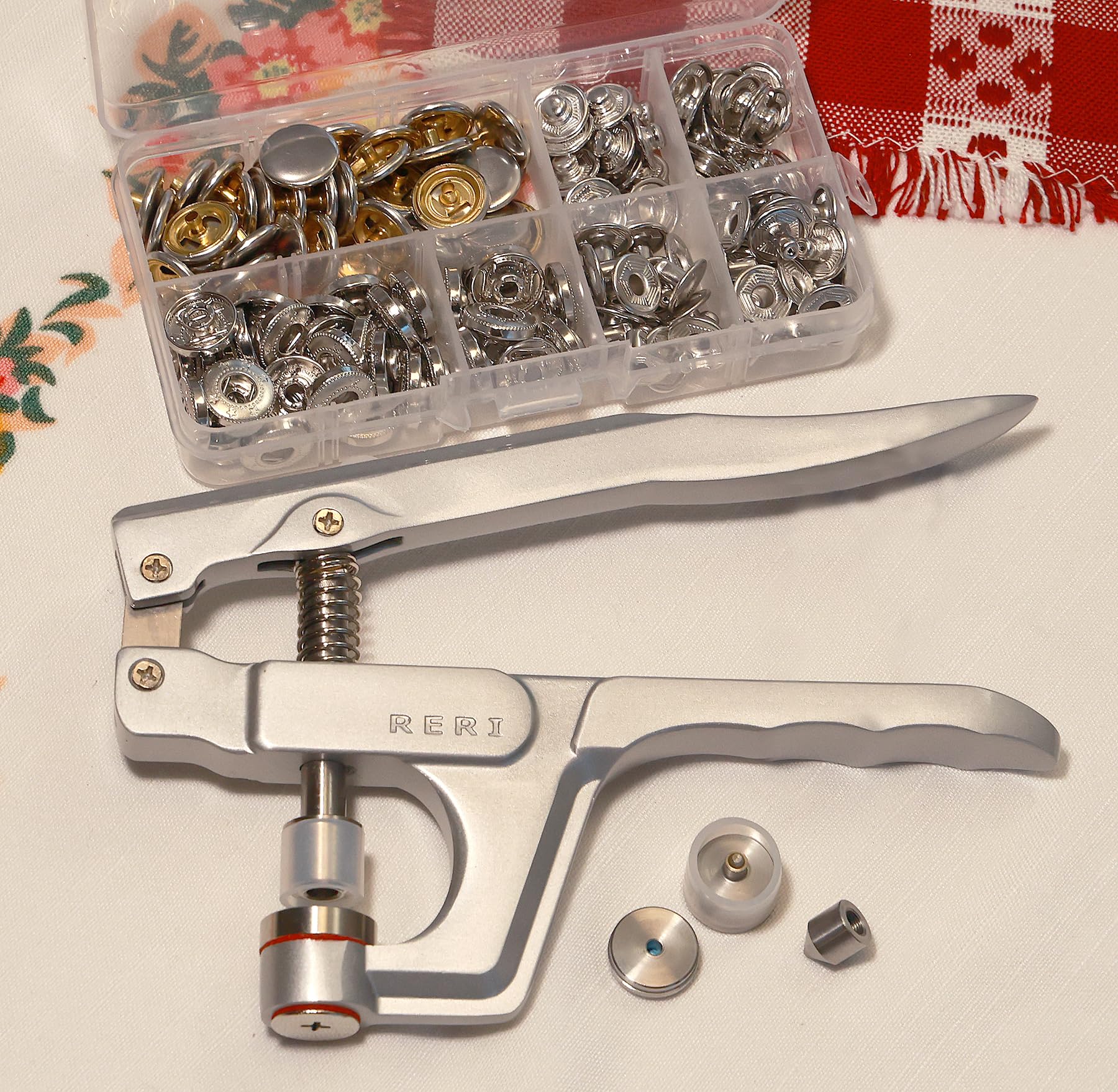 RERI 80 set Druckknöpfe mit Zange Metal Druckknopf Set mit Zange15mm für DIY Basteln Stoff, Kleidung Taschen