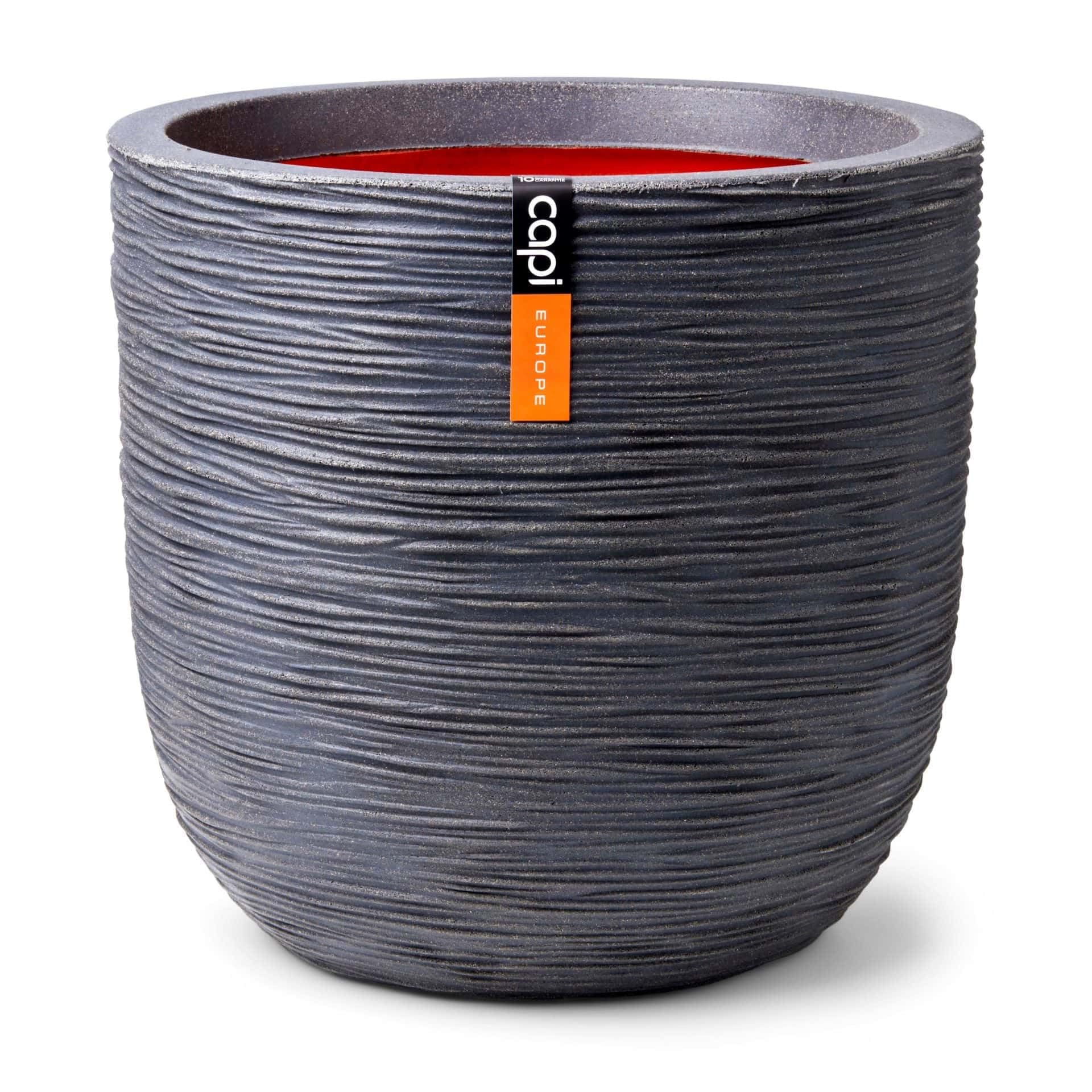 Capi Europe Rib - Dark Grey - Planter Ball Rib Nl - 43X41 - Dark Grey - Opening Ø35 - Pot For Indoor And Outdoor Use - Shatterproof - 100% Recyclable - Kdgr933