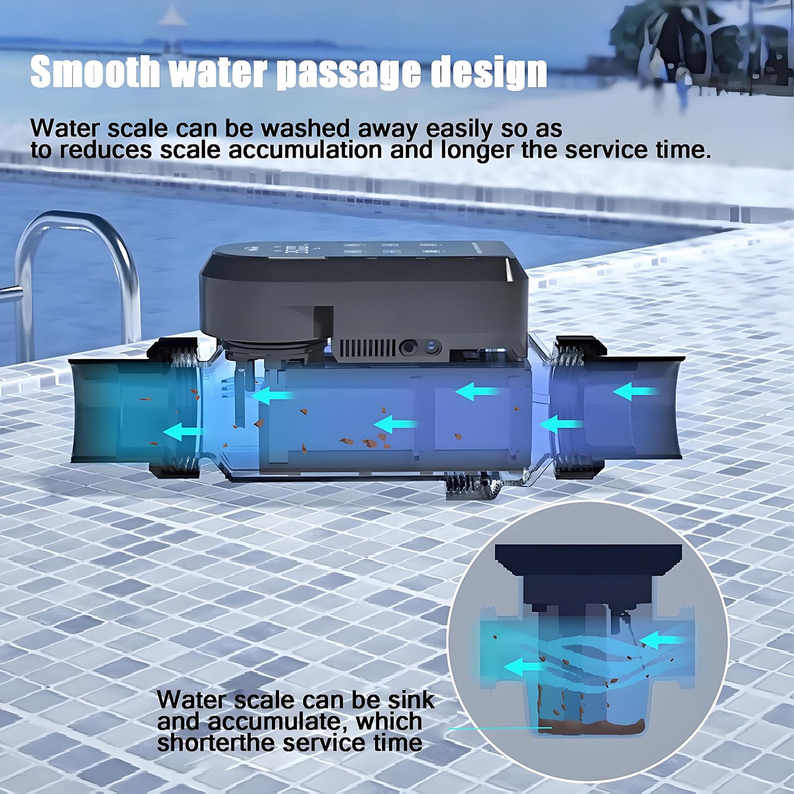 Sistemas de cloración para Piscinas de Agua Salada: generador de Cloro con Control Inteligente Mediante aplicación, celda de Titanio, fácil de Instalar 40g/h
