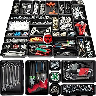 42pcs Tool Box Organizer Tray Dividers Set, Toolbox Organizer and Storage Trays Kit, Workbench Cabinet Bins, Tool Chest Drawer Organization Garage Accessories Small Parts Hardware Tool Tray