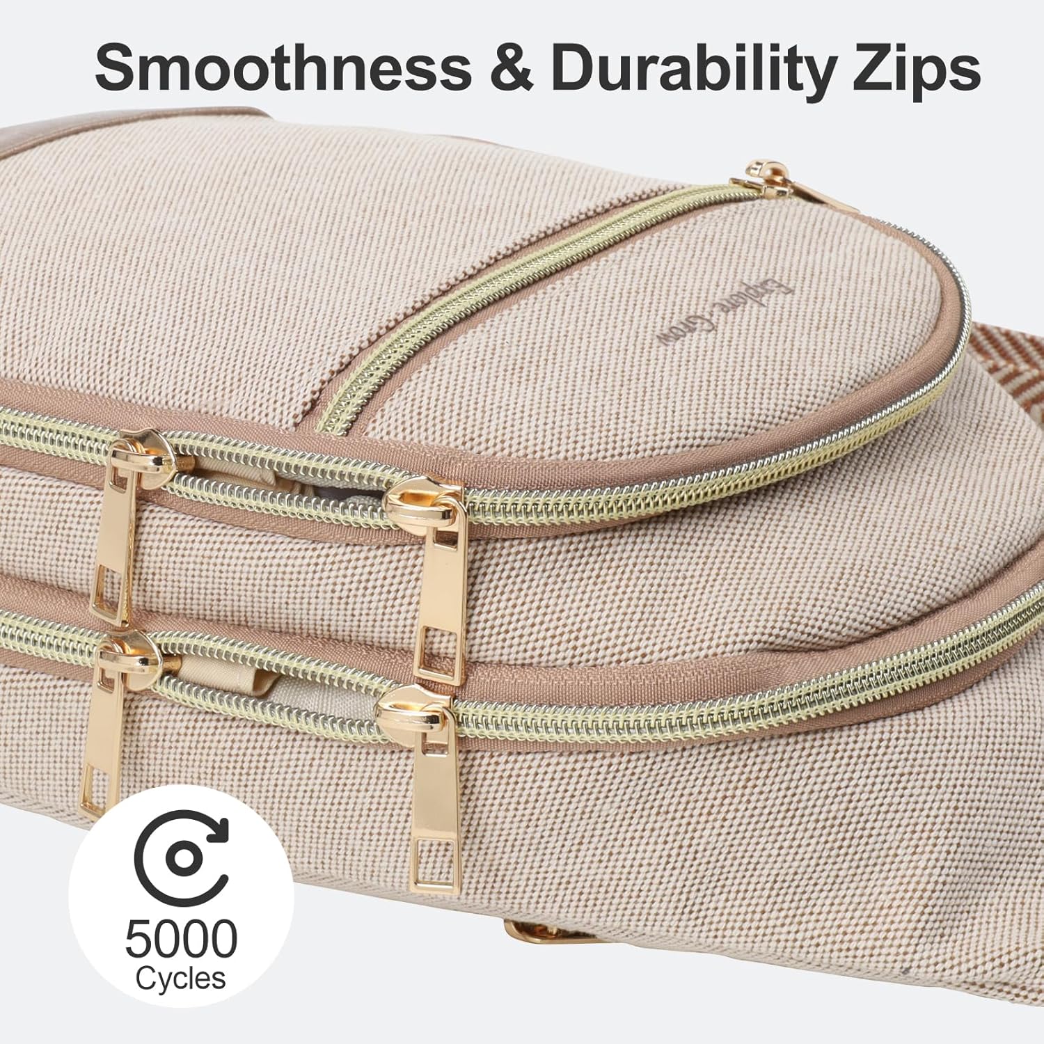 Packism Travel Sling Bag for Women Valentine's Day Gift with Box and Message Card - Anti-Theft Canvas Crossbody Bag with 7 Pockets, Leather Bottom, Fits iPad Mini, 6.3x3.4x11 Inches, Khaki