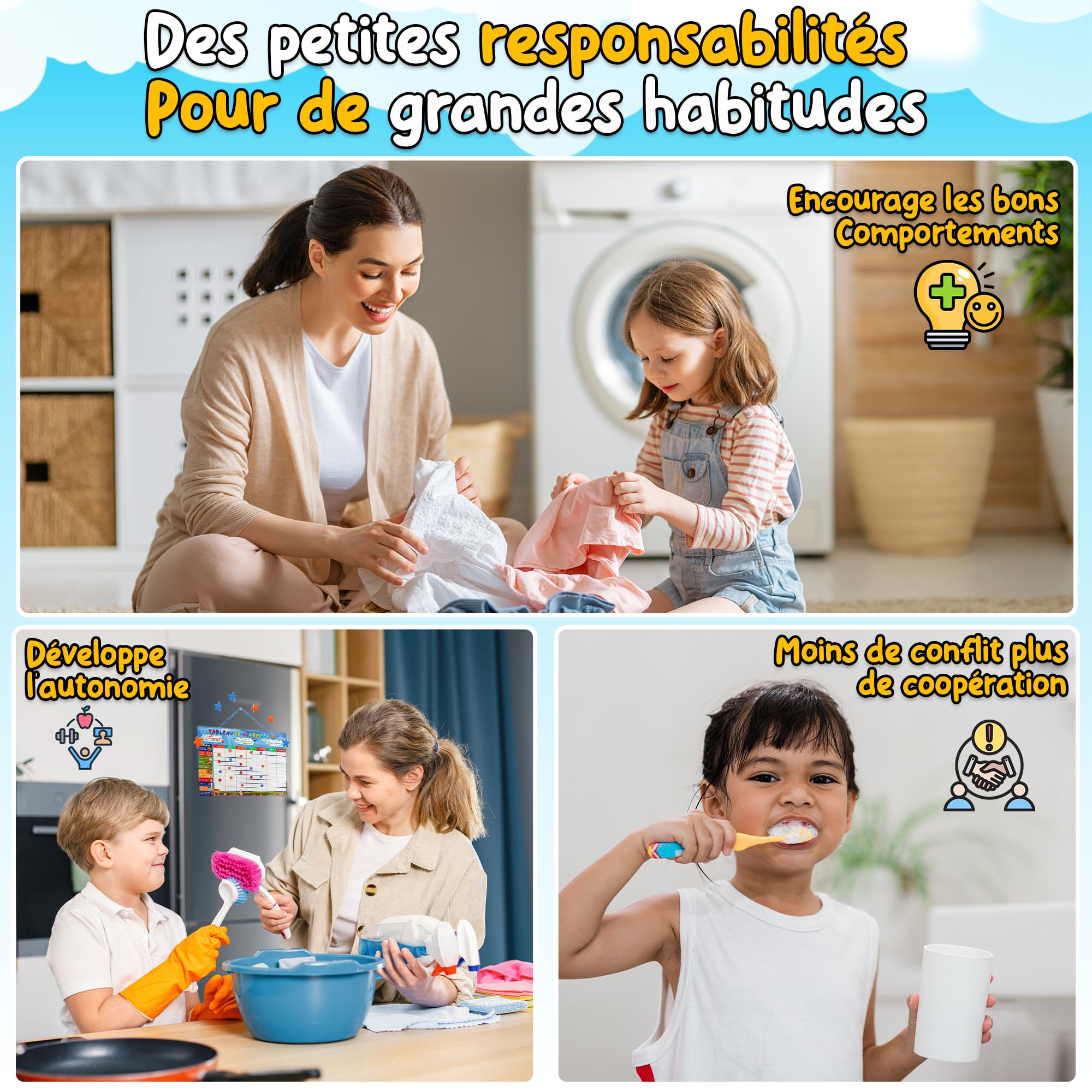 MEIGAH Tableau de Recompense Enfant + Calendrier Éducatif – Autonomie, Routines & Comportement Positif – 160 Magnets & 300 Étoiles - Organisation, Confiance en soi & Apprentissage ludique