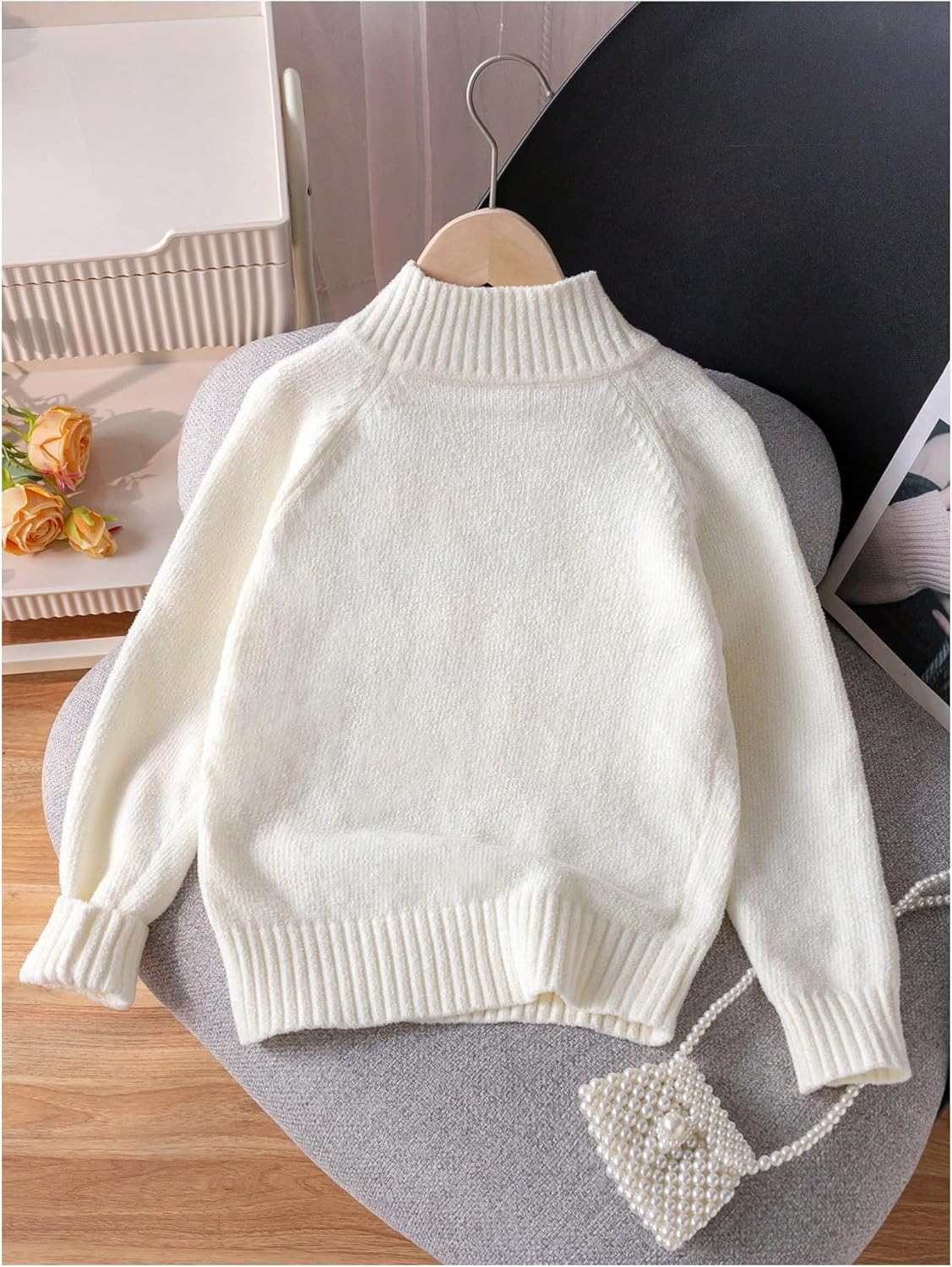 SweatyRocks Girl's Mock Neck Sweaters Long Sleeve Casual Knit Pullover Jumper Tops - Image 2