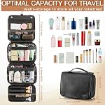 Elviros Suspension de sac de toilette Organisateur de voyage, PU Cuir 3-in-1 organisateur de voyage avec compartiments séparés pour les articles de toilette, et accessoires de toilettage.