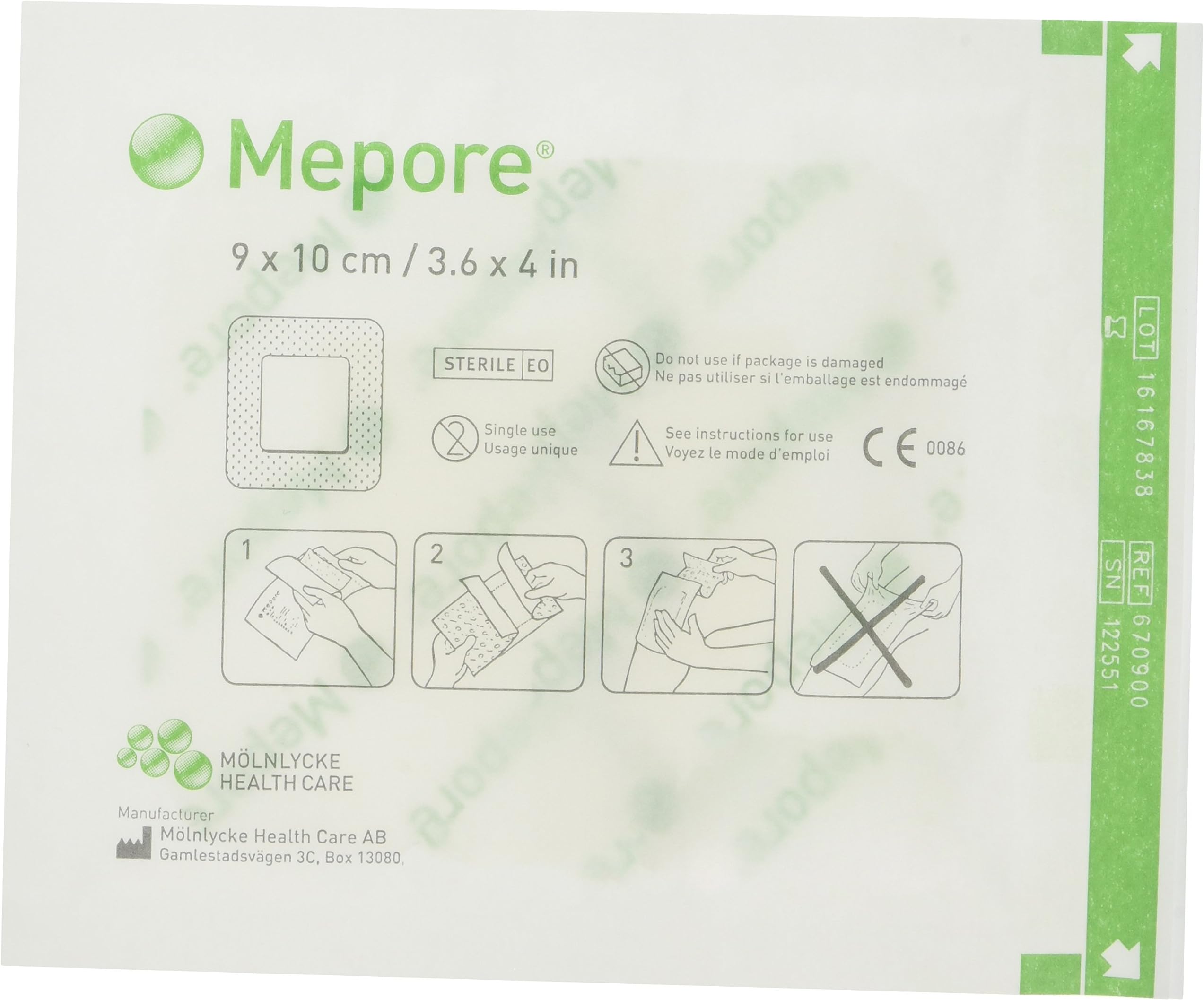 670900 Dressing Adhesive, Island, Non Woven Fabric, Semi-Permeable Backing, Sterile, 9 cm x 10 cm (Pack of 50)