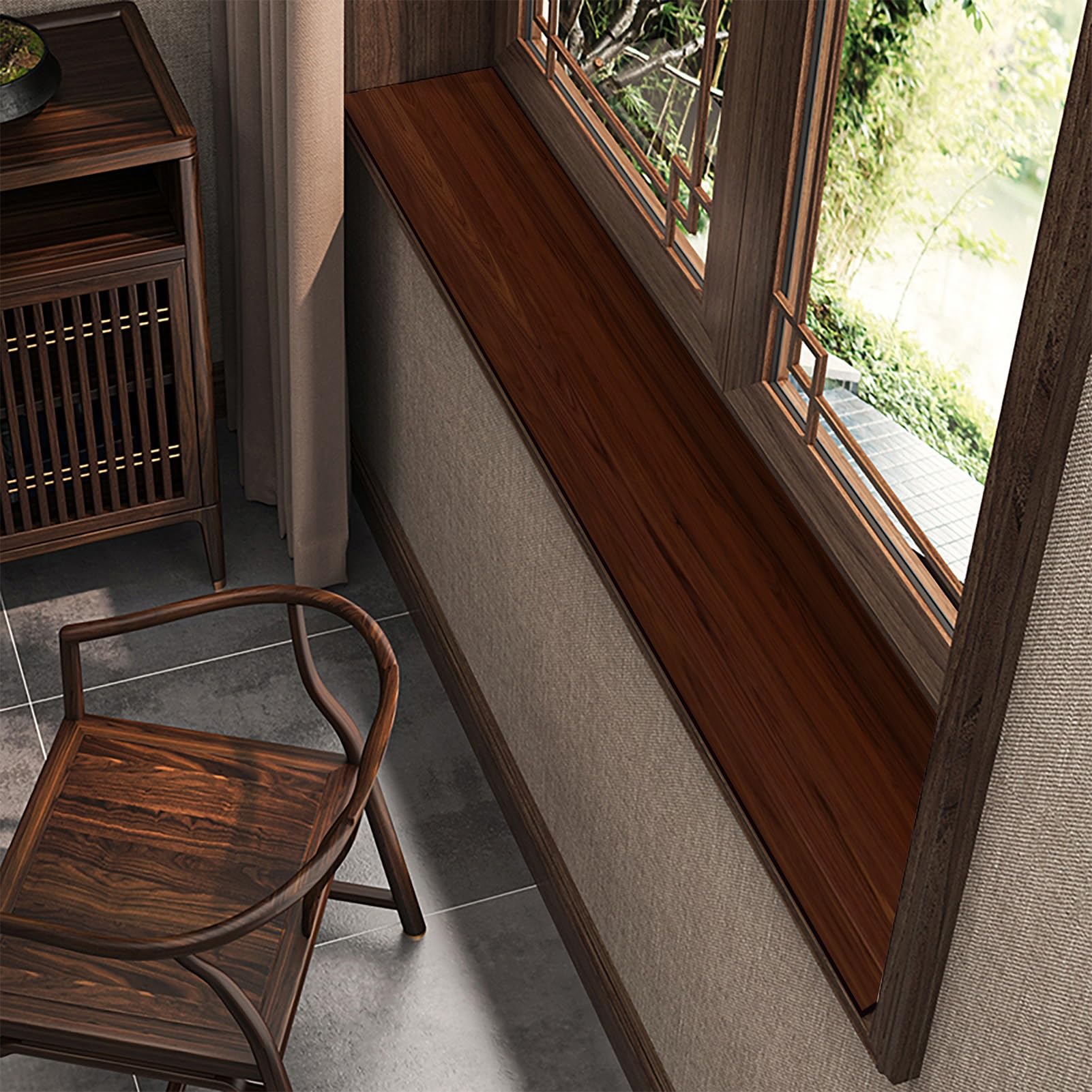 Tappetino in PVC per Davanzale 10-40 cm, Tappeto Antiscivolo Impermeabile per Davanzale Balcone Finestra a Bovindo Armadio, Copri Cuscino Protezione Tagliabile per Davanzali(D,250x30cm(98.4x11.8in))