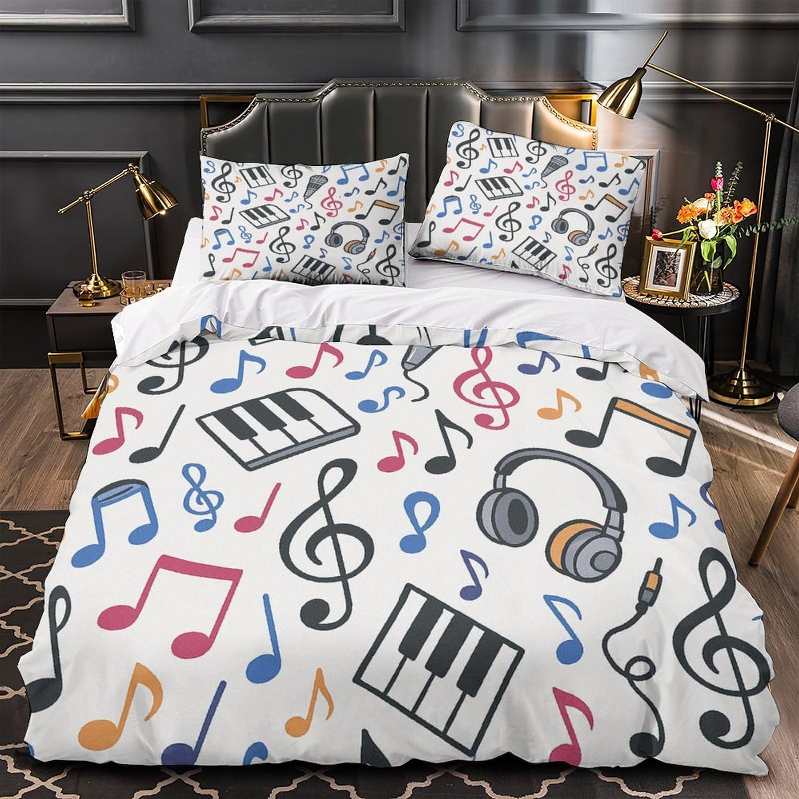 Housse de couette instrument de musique 3D douce 200x200cm