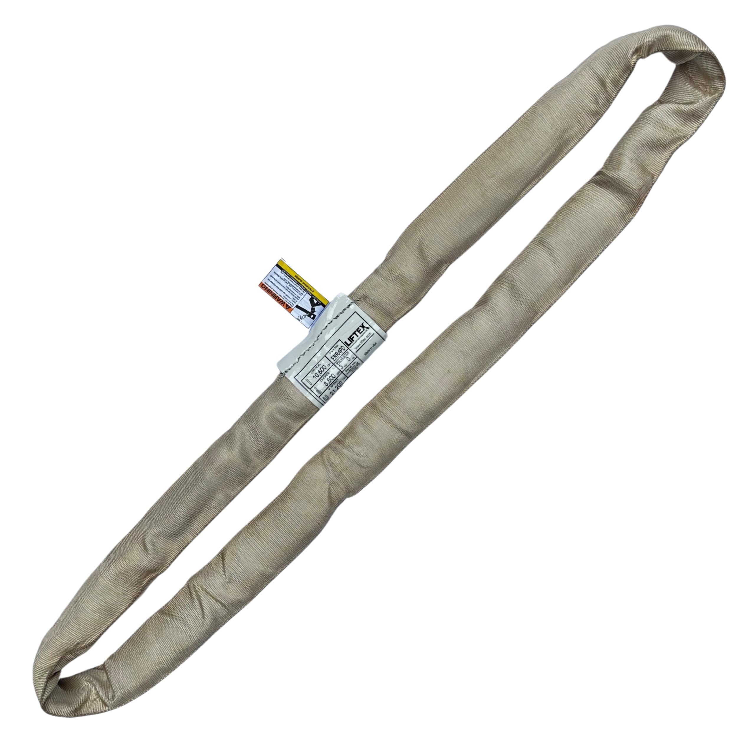 LIFTEX® - Trusted Since 1955 | Tan ENR4 x 6' Endless Dual-Cover Polyester Round Sling (V:10600; C:8500; B:21200) | Lifting Rigging Moving Towing