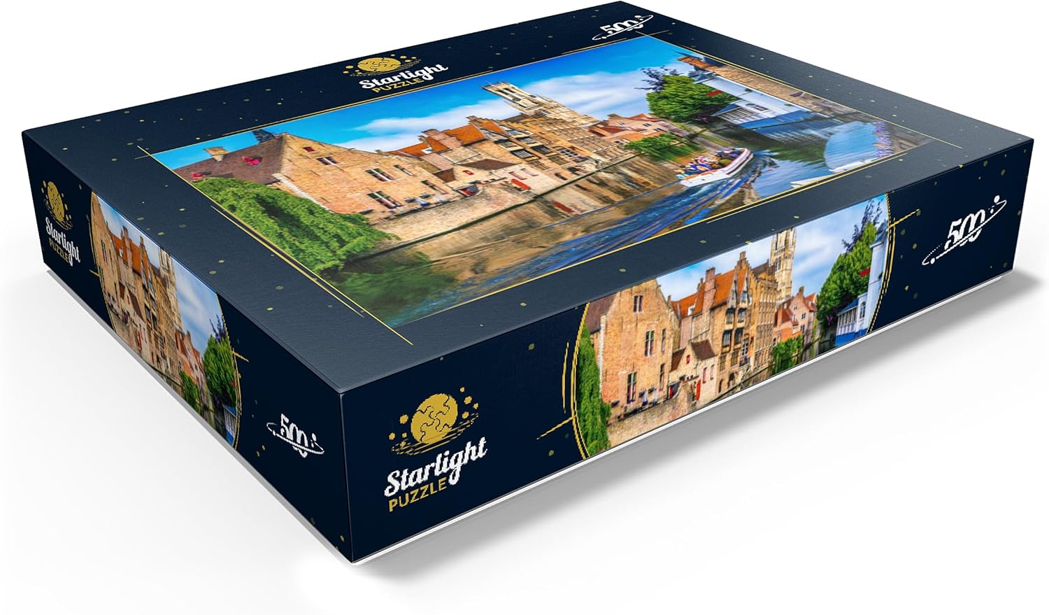 MyPuzzle Historical City Center with Canal in Bruges, West Flanders, Belgium - Premium 500 Piece Jigsaw Puzzle for Adults