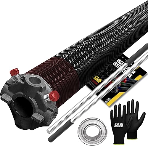 Muelle de torsión para puerta de garaje 234x1.75x35 Incluye rodamiento de acero, guantes, manuales y barras de bobinado de 1 pulgada para el lado