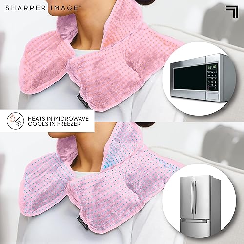 Miniatura 7 de Sharper Image Envoltura térmica para cuello y hombros Almohadilla de felpa cálida y refrescante para microondas, aromaterapia perfumada (mezcla de