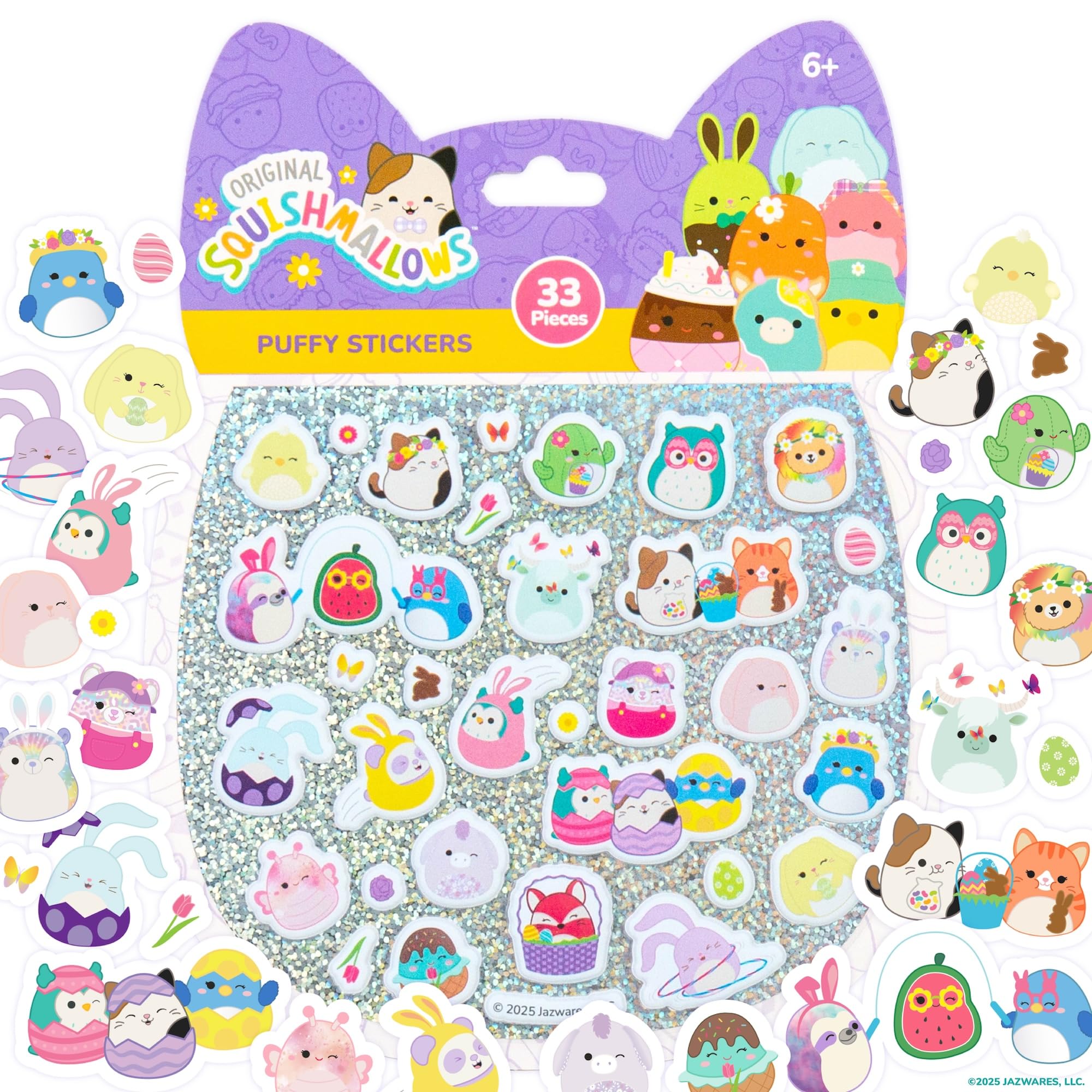 Original Squishmallows Puffy Stickers, 33 Stationery Stickers, Spring Theme