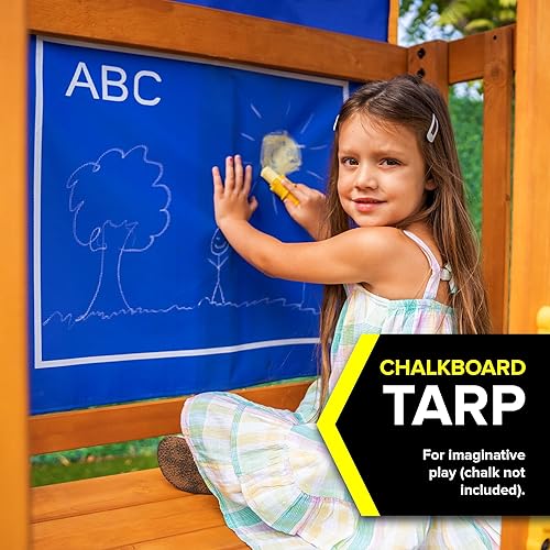 Miniatura 3 de Sportspower Augusta - Juego de columpios de madera con marco en A resistente y tobogán de doble pared de 6 pies, kit de anclaje incluido