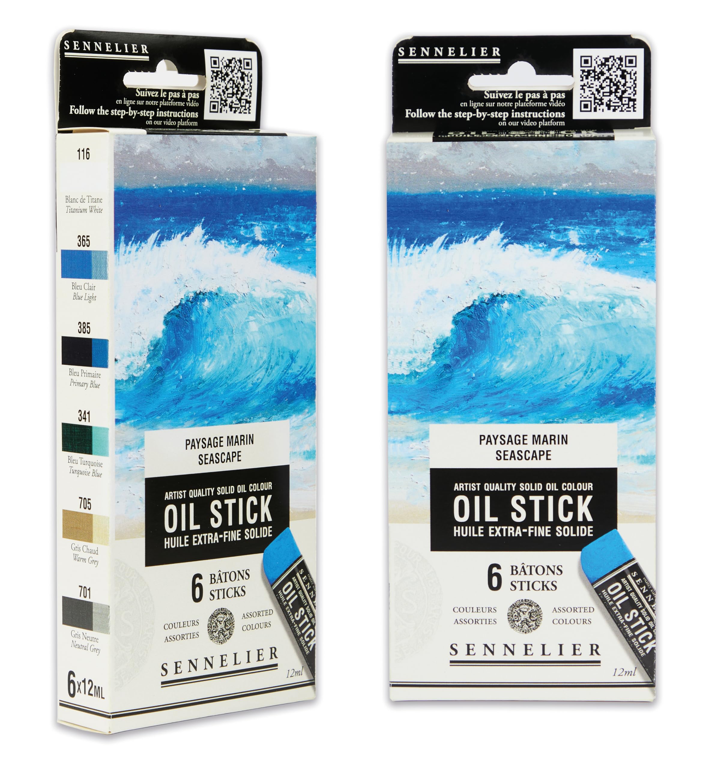 Sennelier Mini Oil Sticks 6 pezzi. Set paesaggio marino e mini pinza