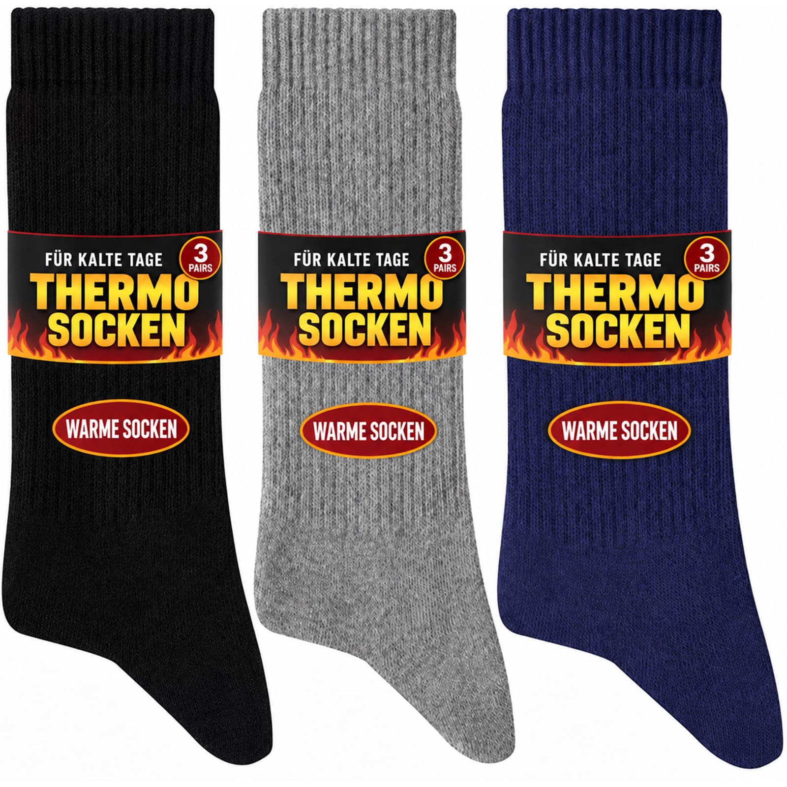 Niofind Thermosocken Herren Damen, Warme Vollfrottee Winter Arbeitssocken | Warme dicke Socken für Herren, Wintergeschenk, ideal für Wandern, Zuhause und Freizeit, 3/6 Paar