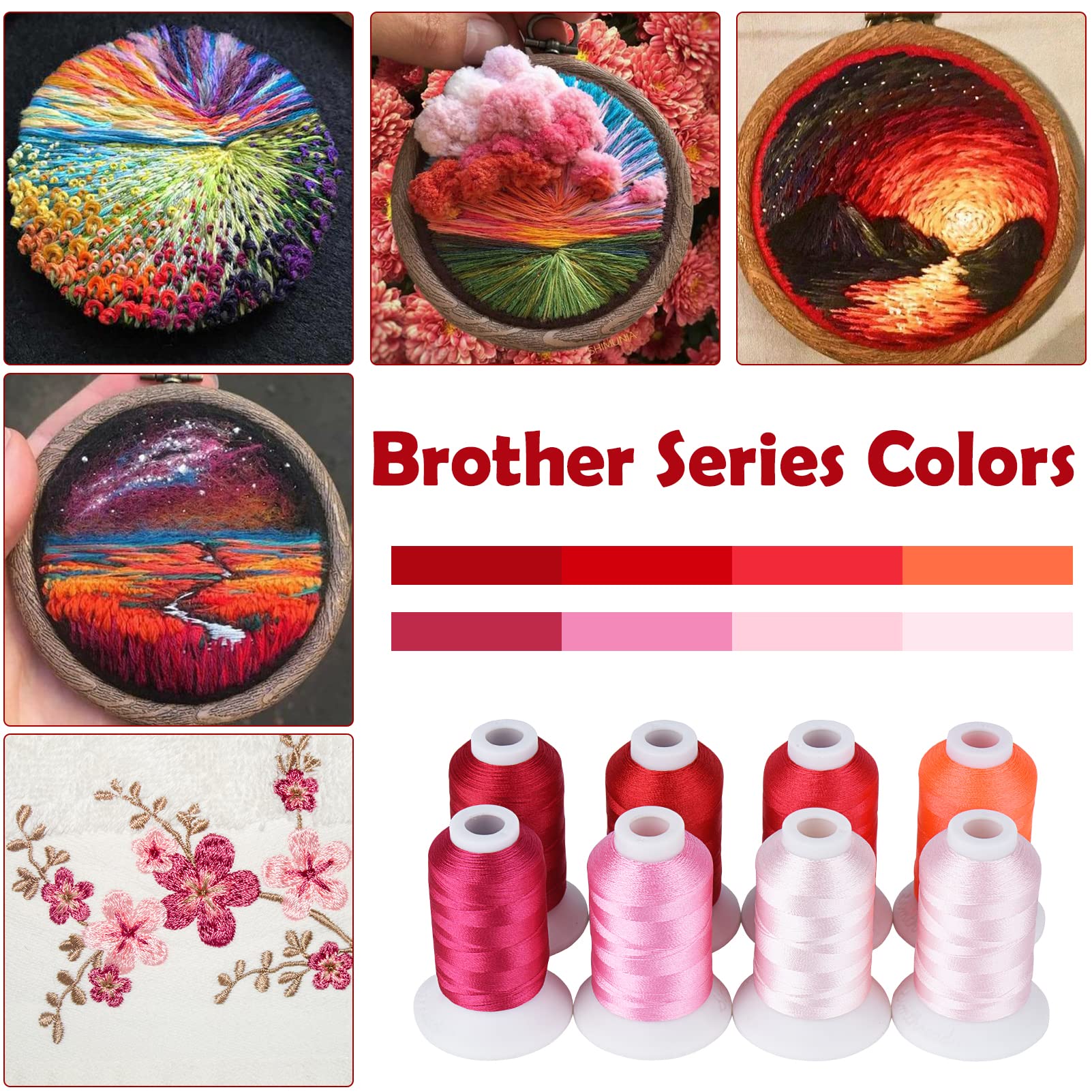 Amazon.com: Simthread Red Embroidery Thread – 8 Shades Compatible