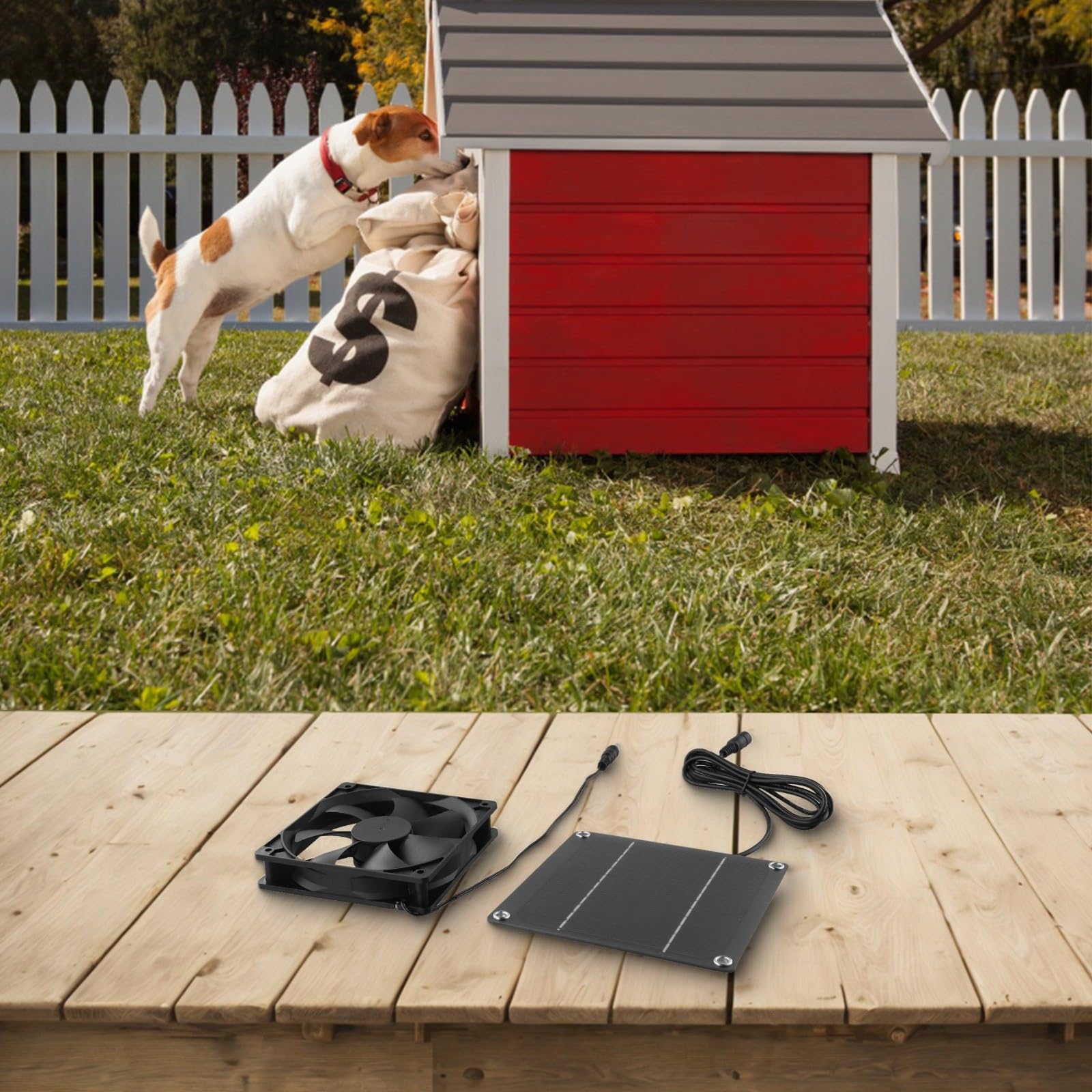 Ventola di scarico ad energia solare, 50 W, 12 V, 76,3 CFM, con pannello solare, per serra, pollame e cani, colore: nero