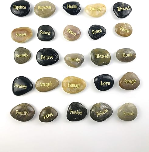 Miniatura 5 de 24 piedras inspiradoras grabadas, regalo de terapia zen, piedra de agradecimiento con palabras inspiradoras de oración, piedras de bendición.