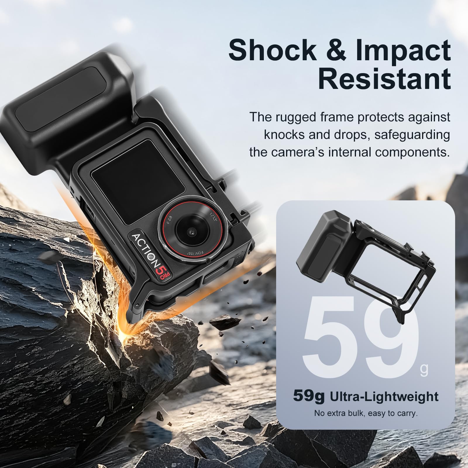 Gdraco Xplorer Grip Kit für DJI Osmo Action 5 Pro/4/3 Seitengriff Kamerakäfig kompatibel mit Action 5 Pro/4/3
