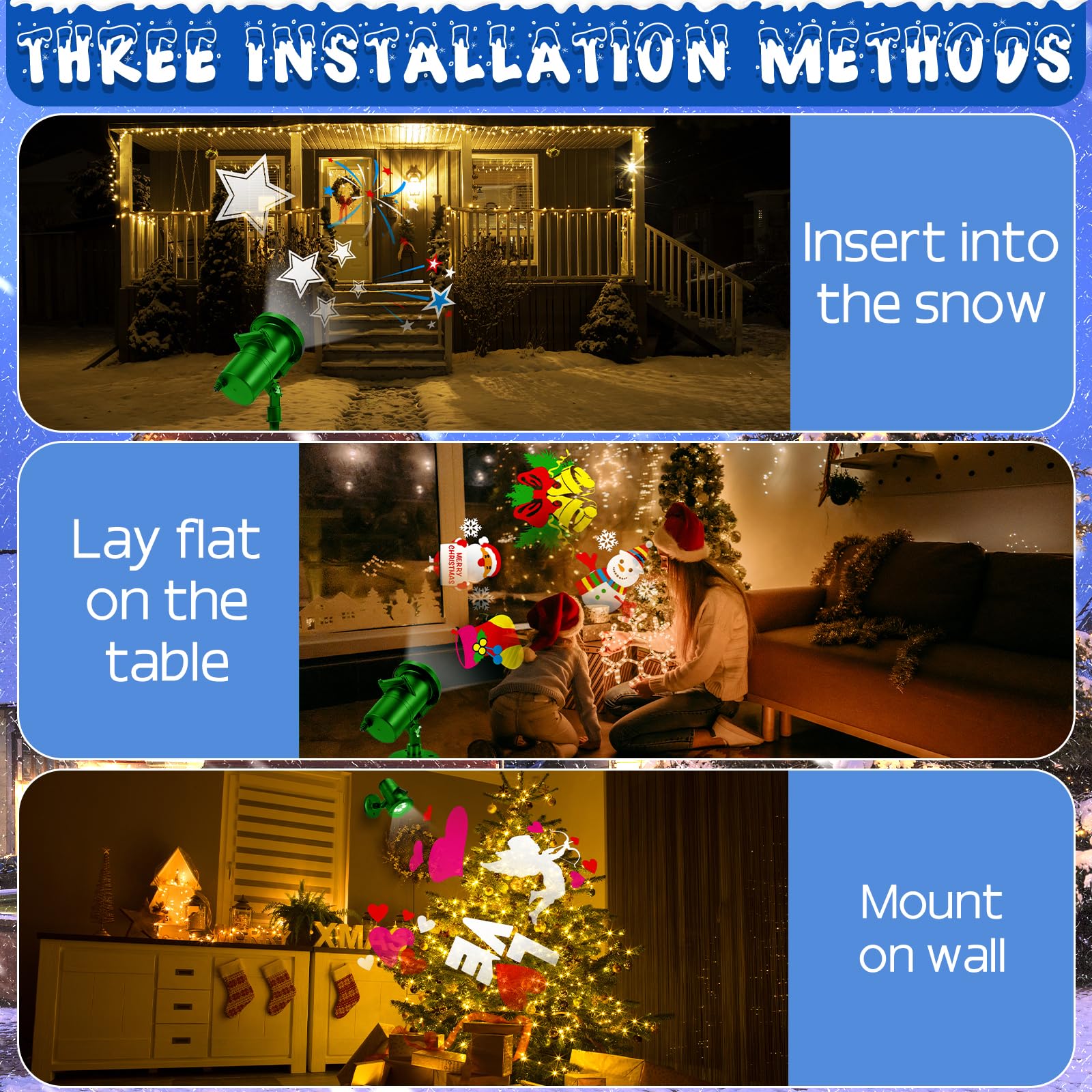 Projektor Weihnachten, Projektorlampe Weihnachten Licht IP65 Wasserdichte mit 16 Muster, Halloween Weihnachten Projektor für Außen Innen Garten Deko, Partys Weihnachten, Halloween