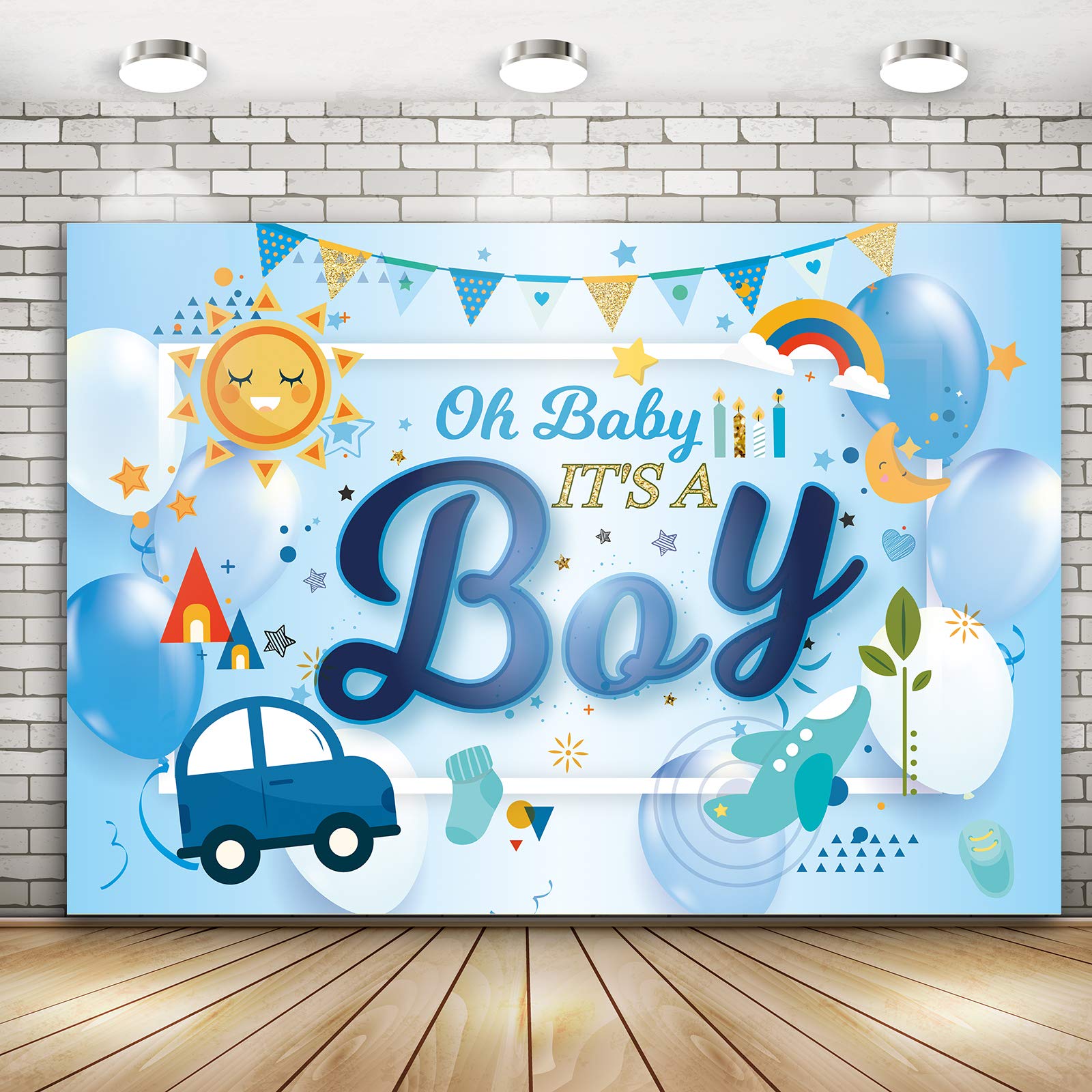 Babyparty-Hintergrund \"Oh Baby It's A Boy\" – 180,3 X 124,5 Cm, Aus Polyester, Für Fotos & Dekoration